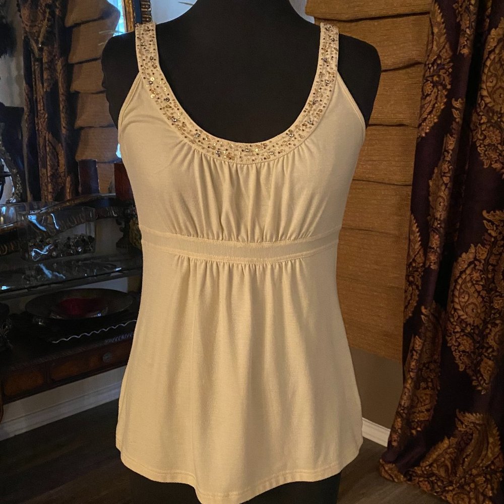 #186 Cream Sequined Top by New York & Company